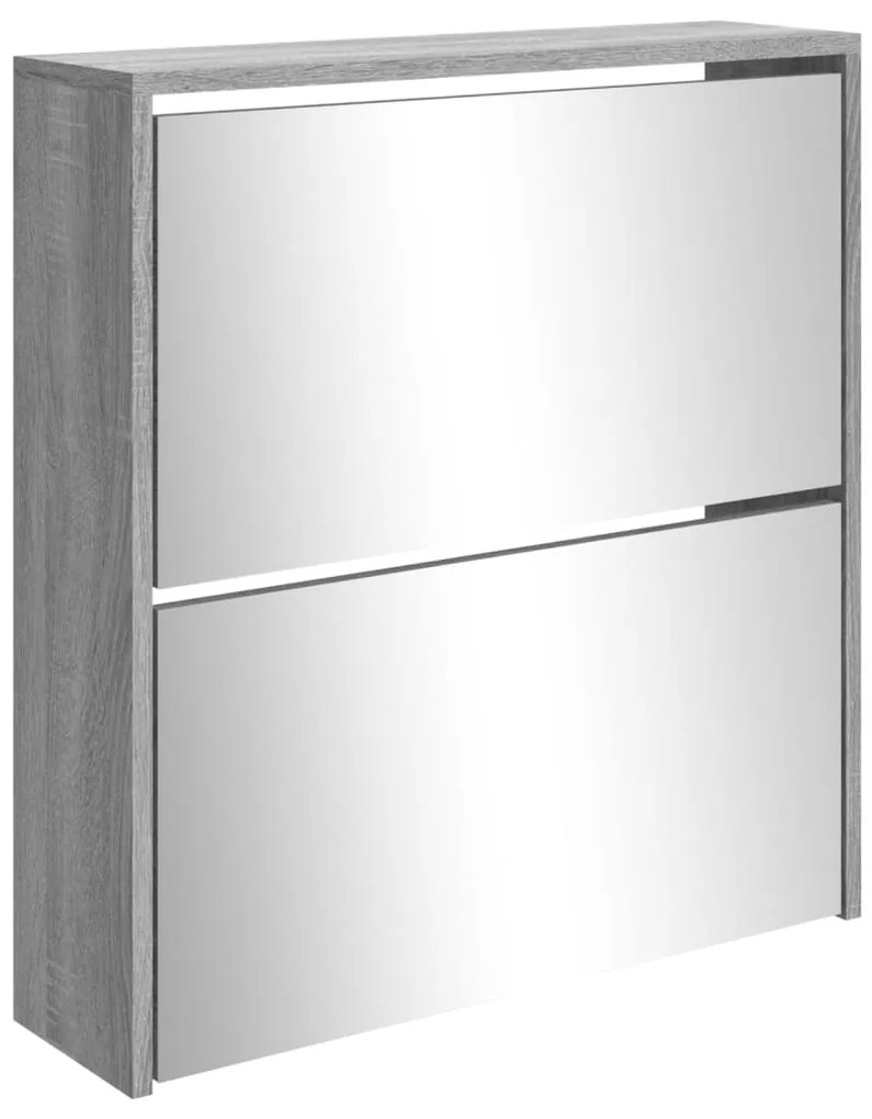 Sapateira com espelho 2 divisórias 63x17x67 cm cinza sonoma