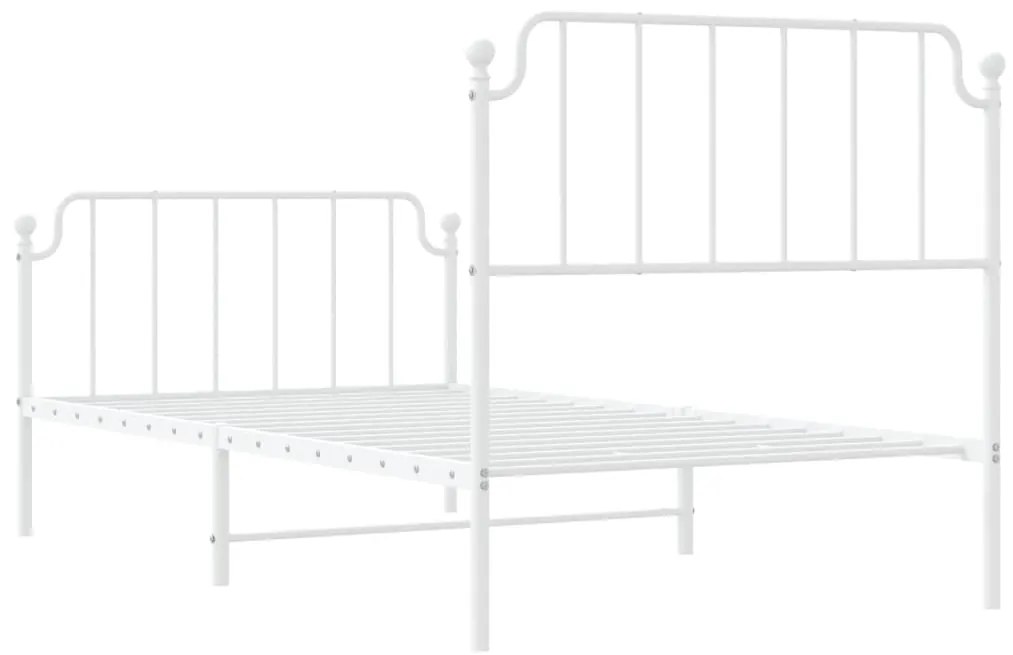 Estrutura de cama com cabeceira e pés 100x190 cm metal branco