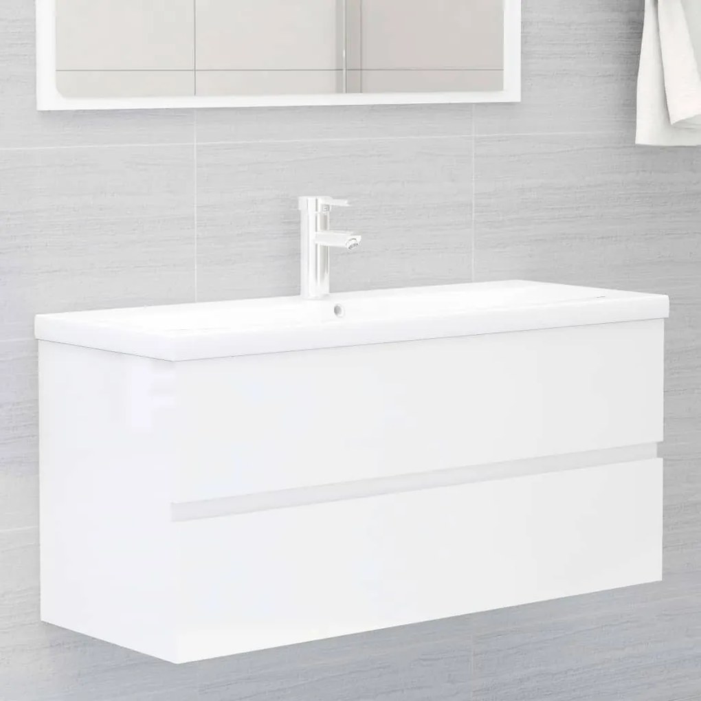 804770 vidaXL Armário lavatório 100x38,5x45 cm contraplacado branco brilhante