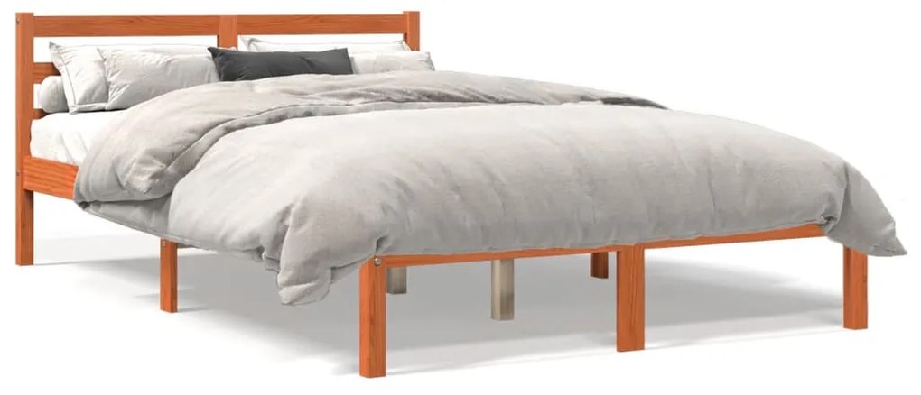 Estrutura de cama 120x200 cm madeira pinho maciça castanho cera