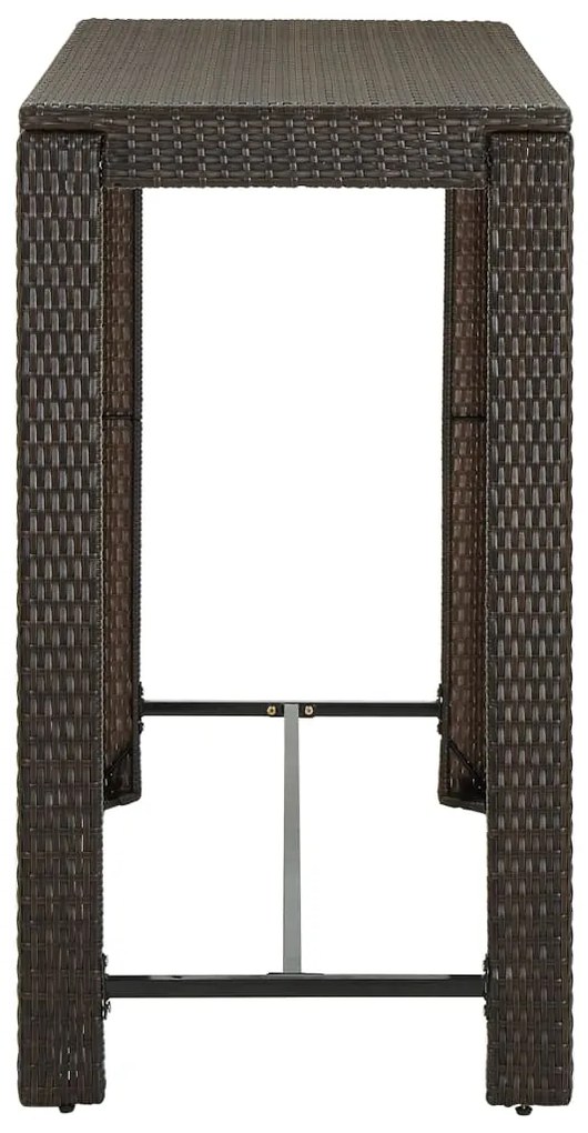 7 pcs conjunto de bar p/ jardim com almofadões vime PE castanho