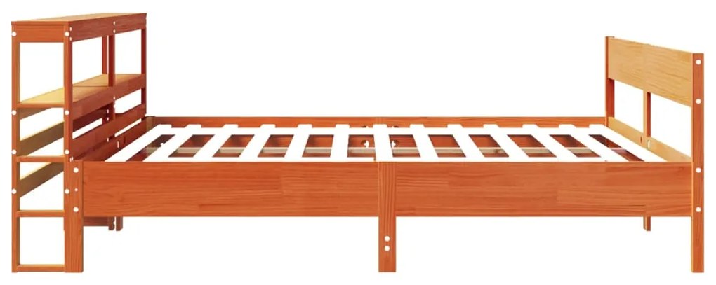 Cama sem colchão 200x200 cm pinho maciço castanho-mel