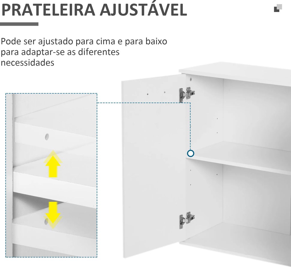 Armário Aparador amplo espaço de Armazenamento para sala de jantar com portas e gavetas 106x35x76cm Branco