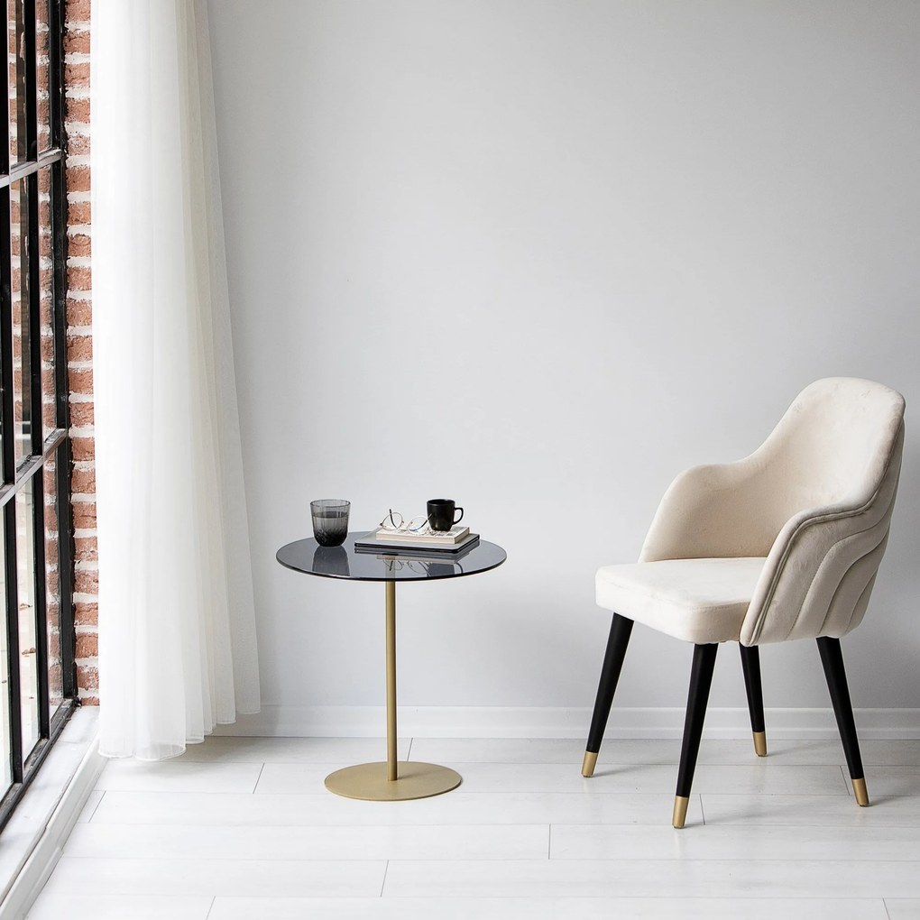 Mesa Auxiliar Chill-Out – Dourado e Cinzento Escuro – 50x50x50cm