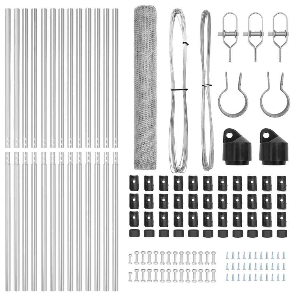 Conjunto de Cercas Conjunto de 2 Aço Galvanizado 25 m Durável