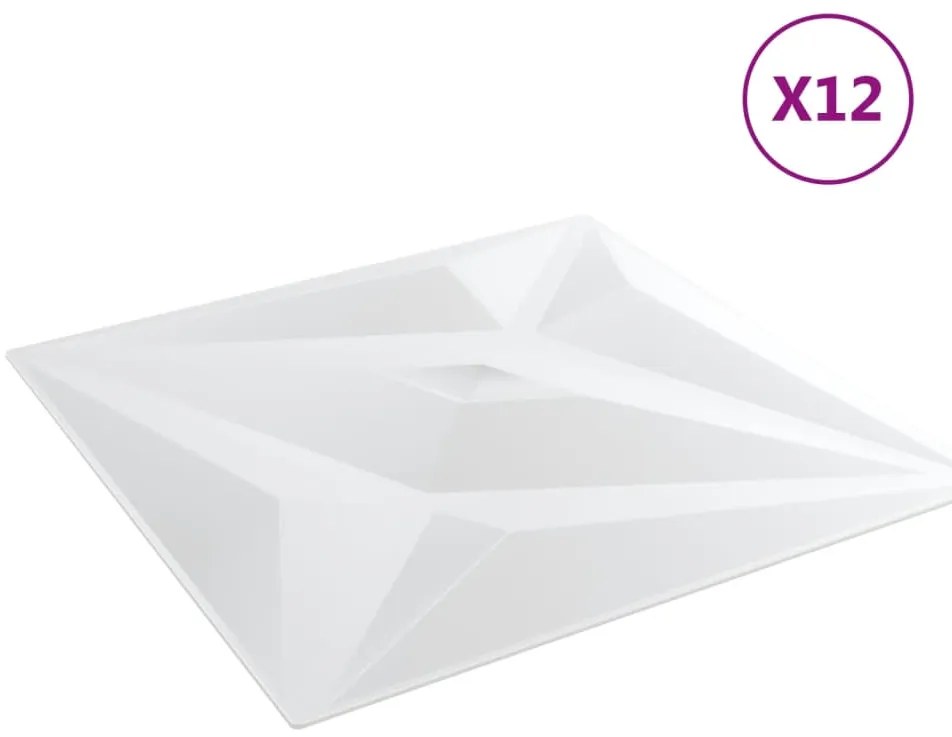 Painéis de parede 12 pcs 50x50 cm 3m² XPS estrela branco