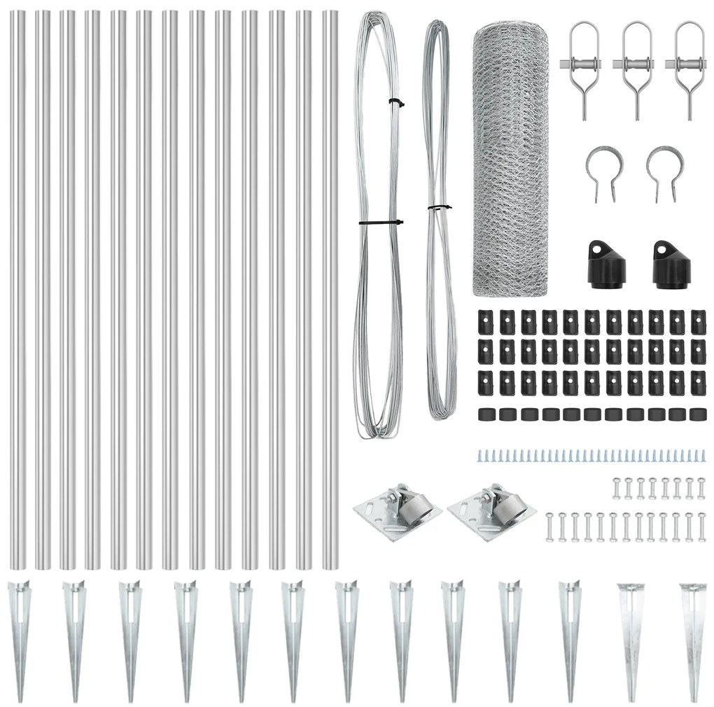 Conjunto de Cercas Conjunto de 2 Aço Galvanizado 25 x 0.5 m