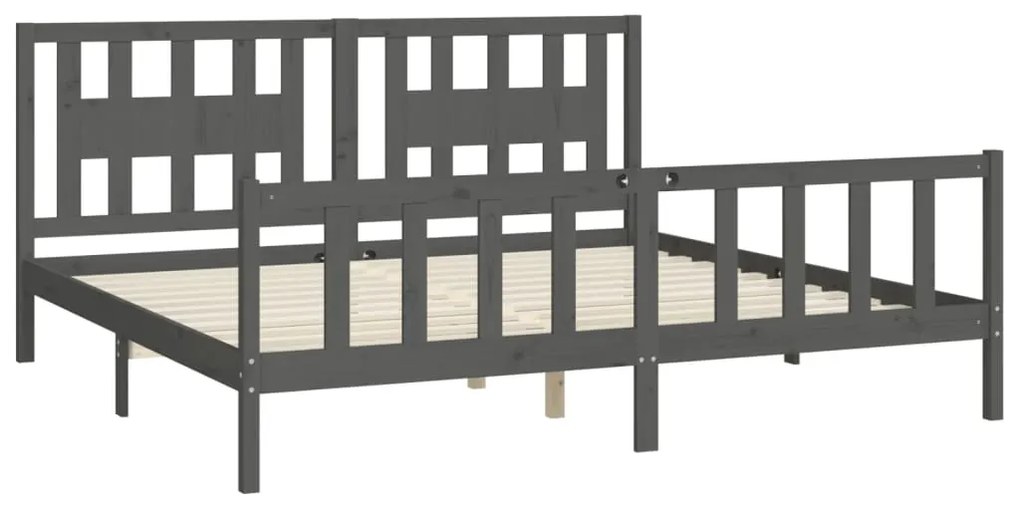 Estrutura de cama com cabeceira 200x200 cm pinho maciço cinza