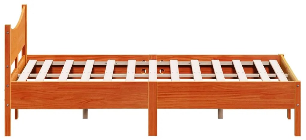Cama sem colchão 140x200 cm madeira pinho maciça castanho-mel