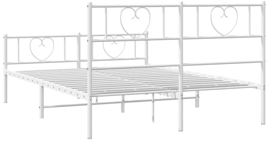 Estrutura de cama com cabeceira e pés 120x190 cm metal branco