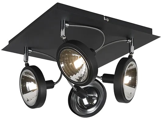 Projetores de design preto 4-luzes ajustáveis - Nox Moderno