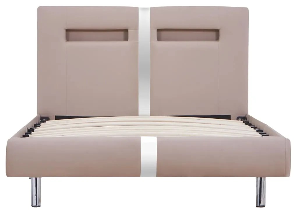 Estrutura de cama c/ LEDs 90x200 cm couro artificial cappuccino