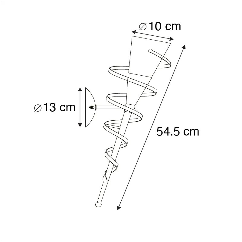 Candeeiro de parede rústico castanho ferrugem com vidro creme - Castle
