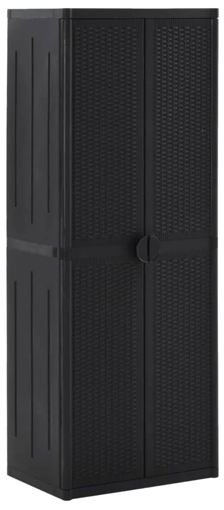 151238 vidaXL Móvel de arrumação para jardim 65x45x172 cm vime PP preto