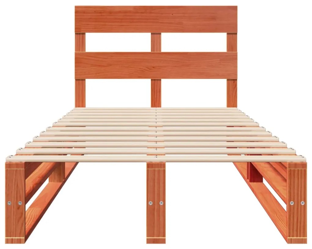 Cama sem colchão 100x200 cm pinho maciço castanho-mel