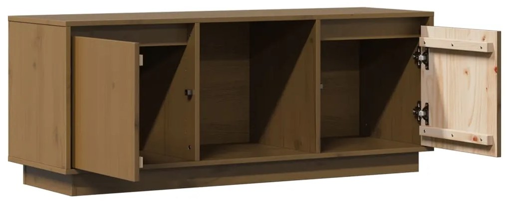 Móvel de TV 110,5x35x44 cm madeira de pinho maciça castanho mel