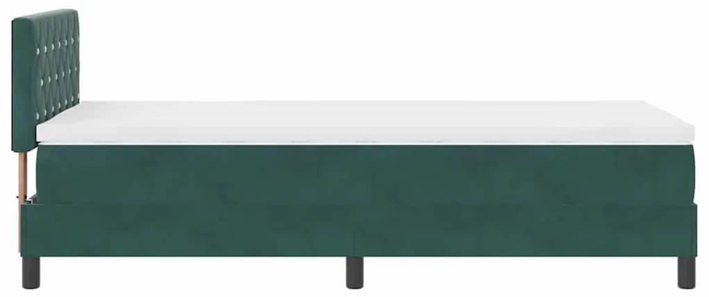 Cama Box Spring vidaXL com Colchão e LED Verde Escuro 90x200 cm Veludo