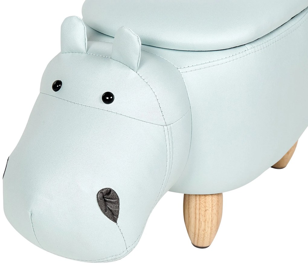 Tamborete em veludo azul claro com arrumação HIPPO Beliani