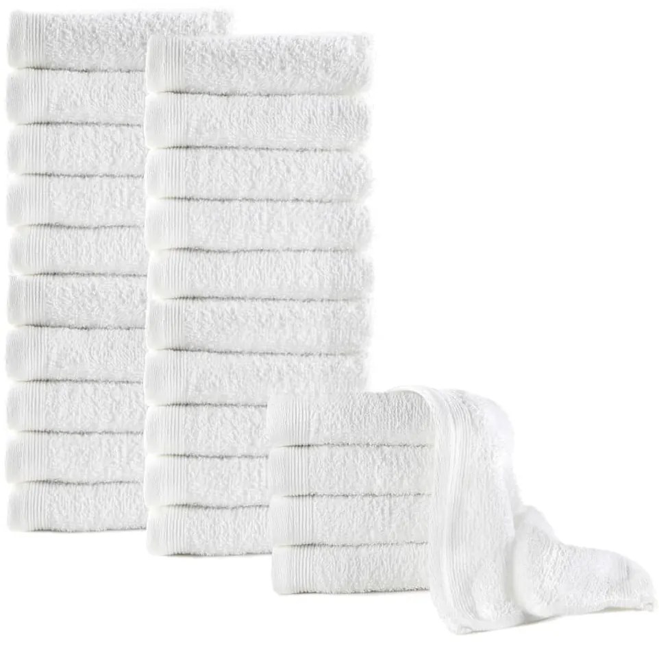 vidaXL Toalhas de hóspedes 25 pcs algodão 350 g 30x30 cm branco