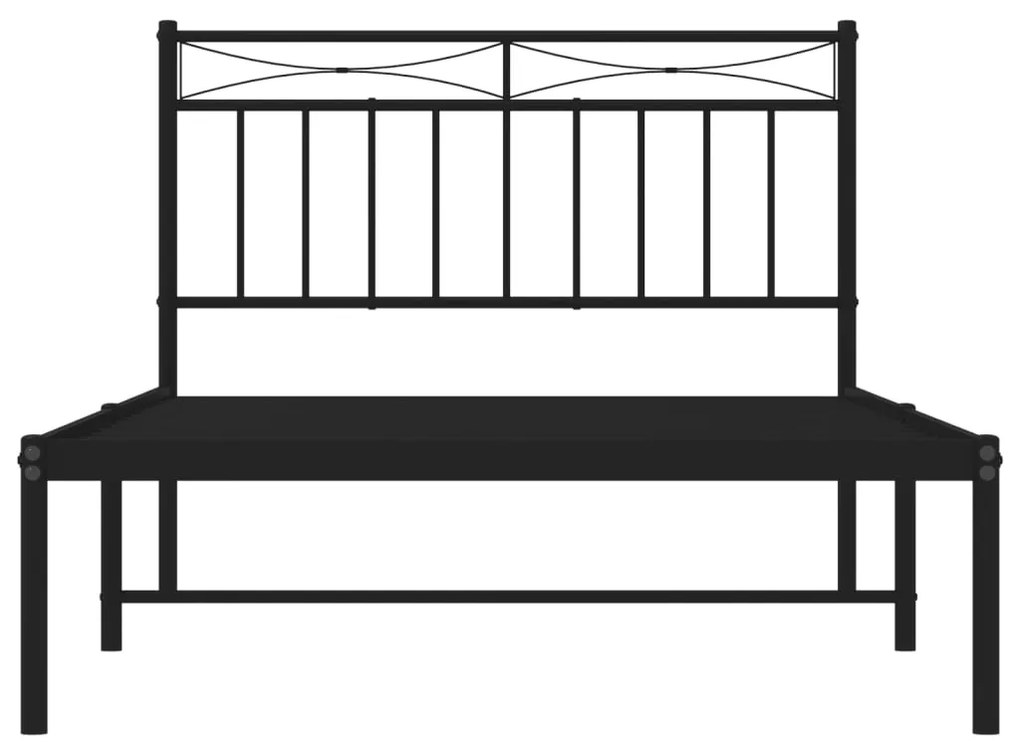 Estrutura de cama com cabeceira 107x203 cm metal preto