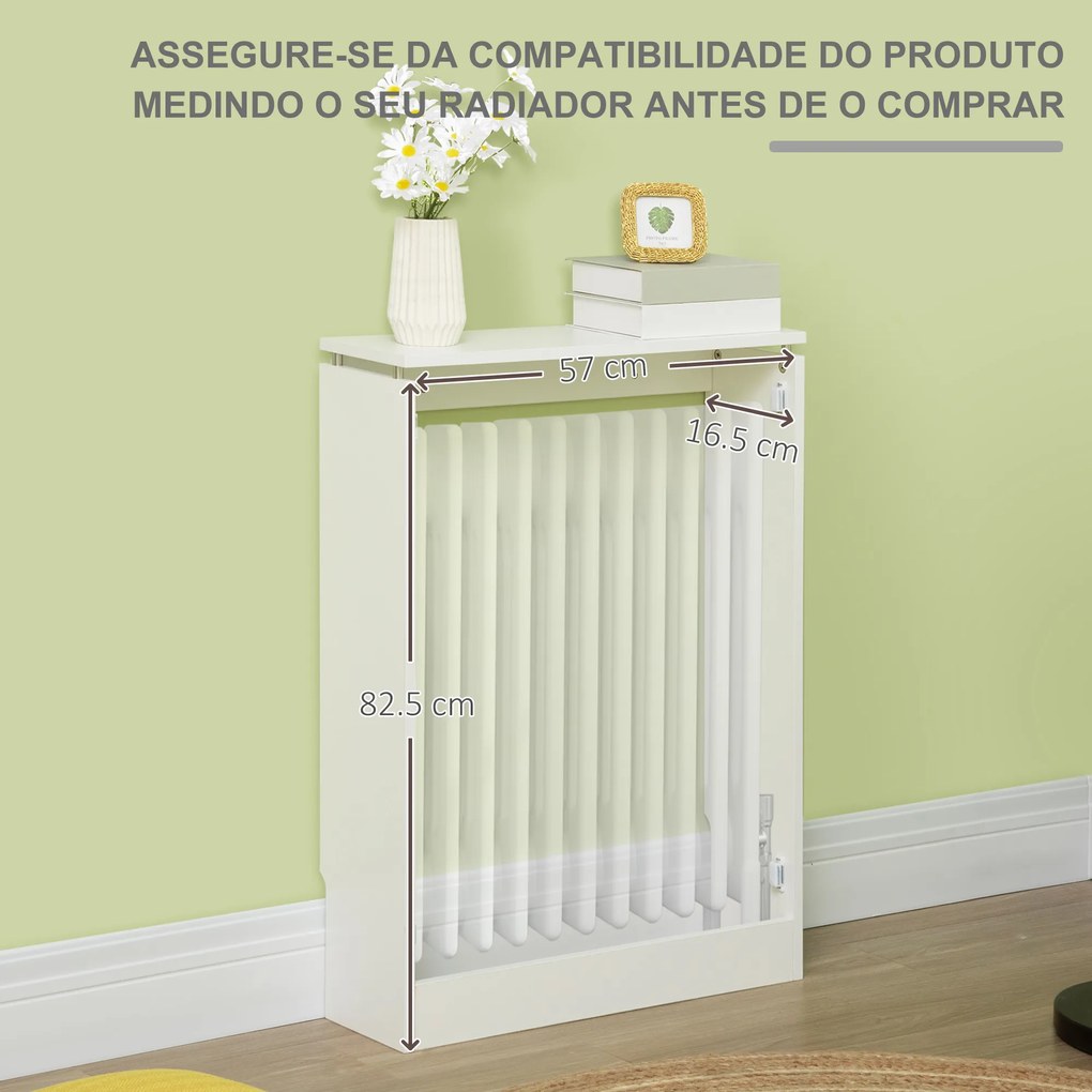 Cobertura de Radiador Moderno de MDF com Prateleira Superior para Sala de Estar Dormitório Escritório 60x18x84 cm Branco