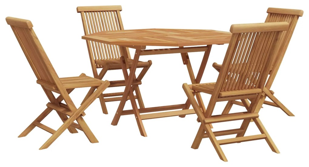 vidaXL Conjunto de Jantar para Jardim 5 pcs Castanho