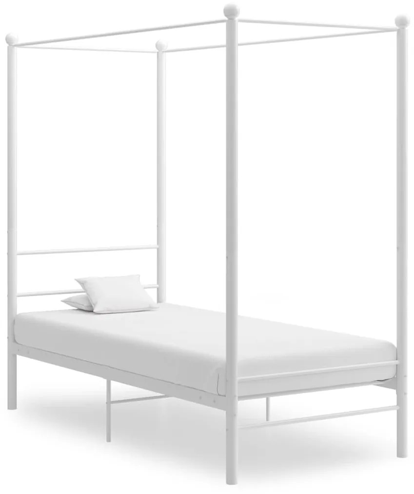 Estrutura de cama com dossel 100x200 cm metal branco