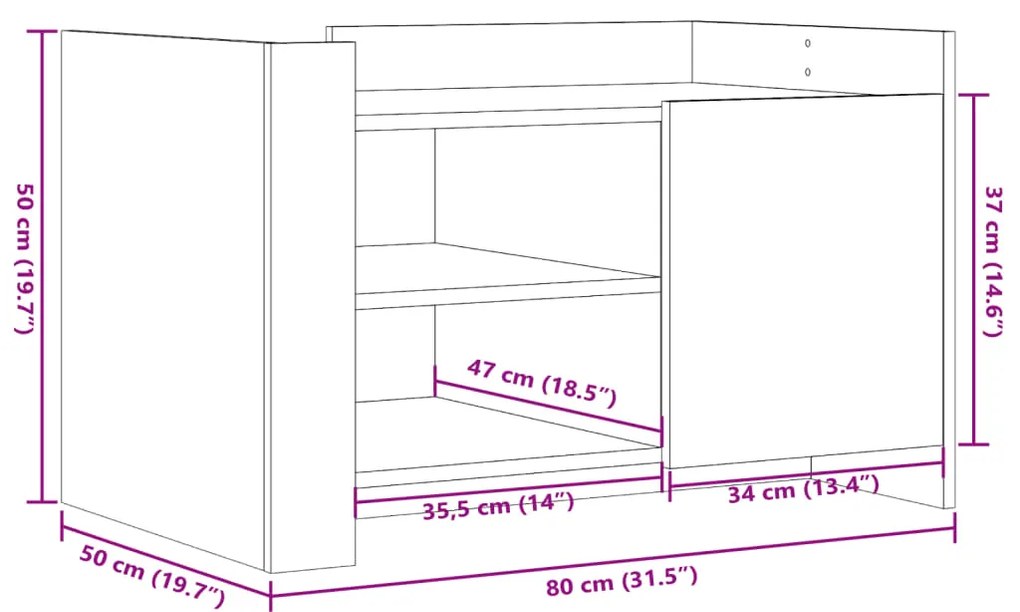 Mesa de centro 80x50x50 cm derivados de madeira cinza cimento