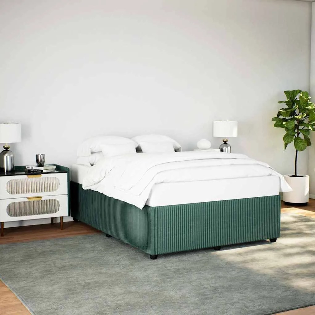 vidaXL Estrutura de cama sem colchão 140x200 cm veludo verde-escuro