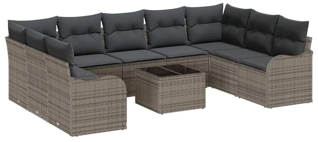 Conjunto de Sofá de Jardim vidaXL de 9 peças com Almofadas em Rattan P