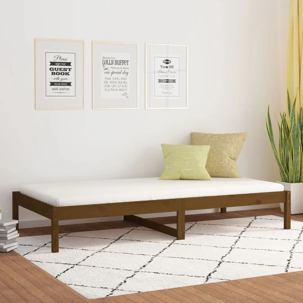820415 vidaXL Sofá-cama 90x200 cm madeira de pinho maciça castanho mel