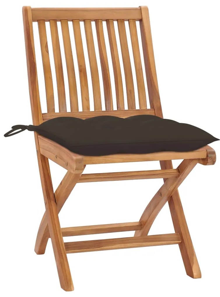 Cadeiras de jardim dobráveis c/ almofadões 8 pcs teca maciça