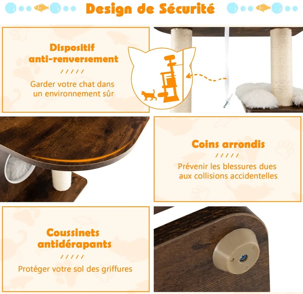 Árvore de escalada moderna para gatos com coluna de corda de sisal resistente a arranhões para gatos