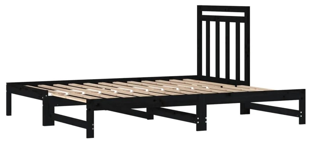 Sofá-cama de puxar 2x(90x200) cm pinho maciço preto