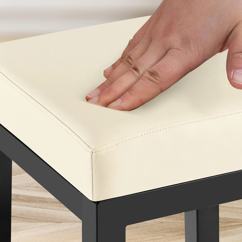 Banco de bar Taylor em couro sintético 37 x 78 x 37 cm Creme