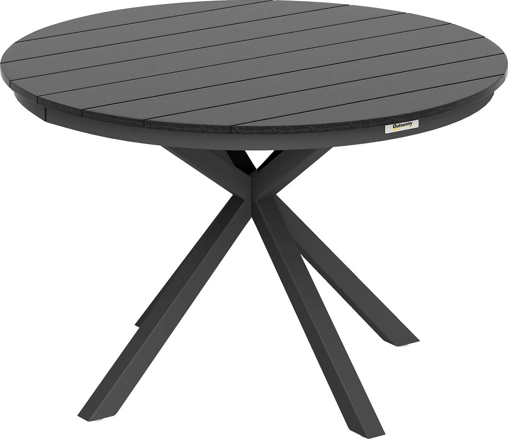 Outsunny Mesa de jantar de jardim redonda Ø 118 cm com estrutura em alumínio para varanda, alpendre, pátio, preto | Aosom Portugal