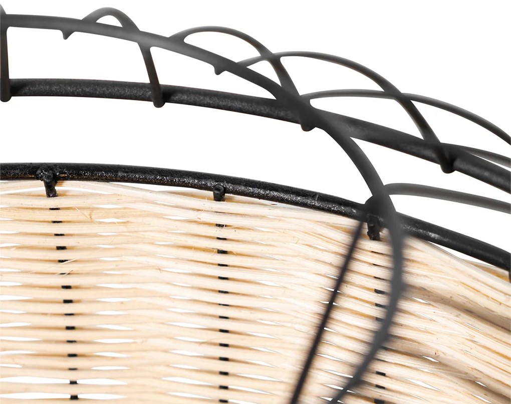 Candeeiro de suspensão oriental preto com ráfia 38 cm - Emir