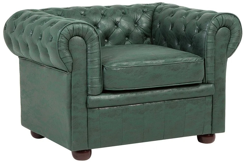 Poltrona em pele sintética verde CHESTERFIELD Beliani