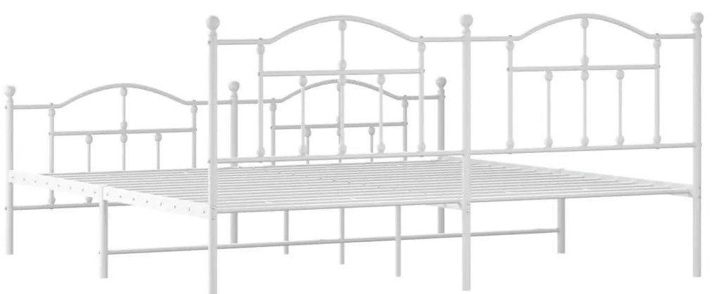 Estrutura de cama com cabeceira e pés 200x200 cm metal branco