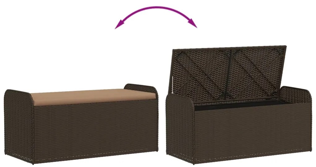 Banco de arrumação com almofadão 115x51x52 cm vime PE castanho