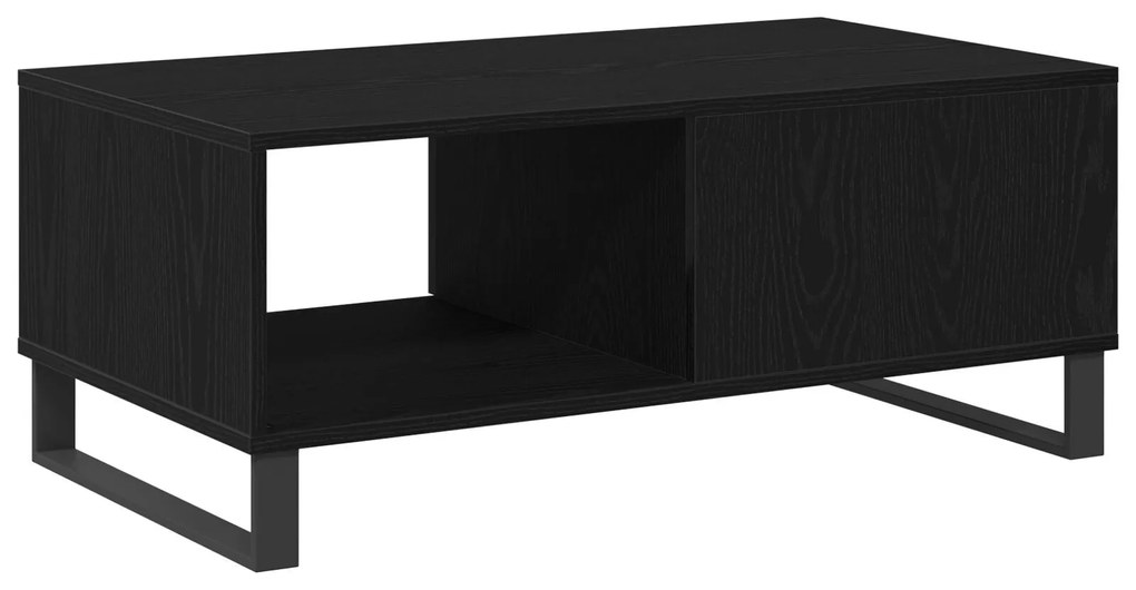 Mesa de centro vidaXL Preto Carvalho 90x50x36,5 cm Madeira engenheirad