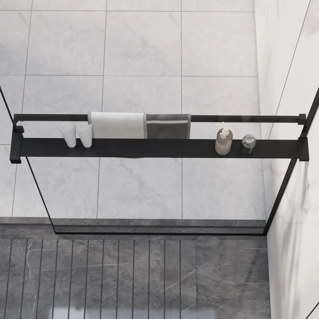 153615 vidaXL Prateleira de duche p/ divisória chuveiro 80 cm alumínio preto