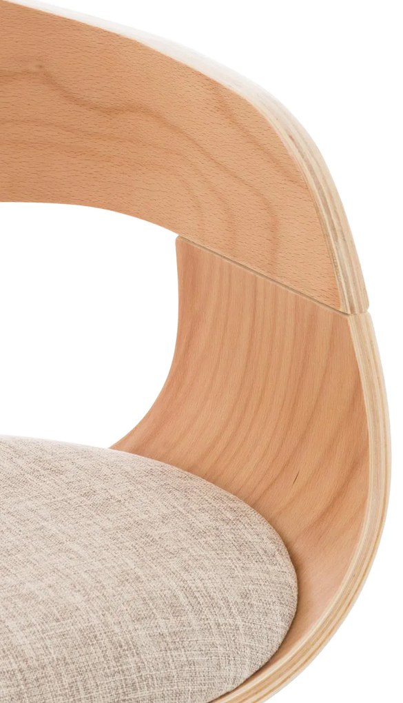 Banco de bar Kingston em tecido e com estrutura cromada 50 x 88-102 x 48 cm Creme + Cor Natural