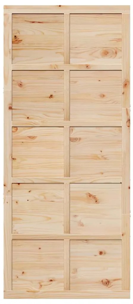Porta de celeiro Castanho 90 x 210 cm Madeira de pinho maciça