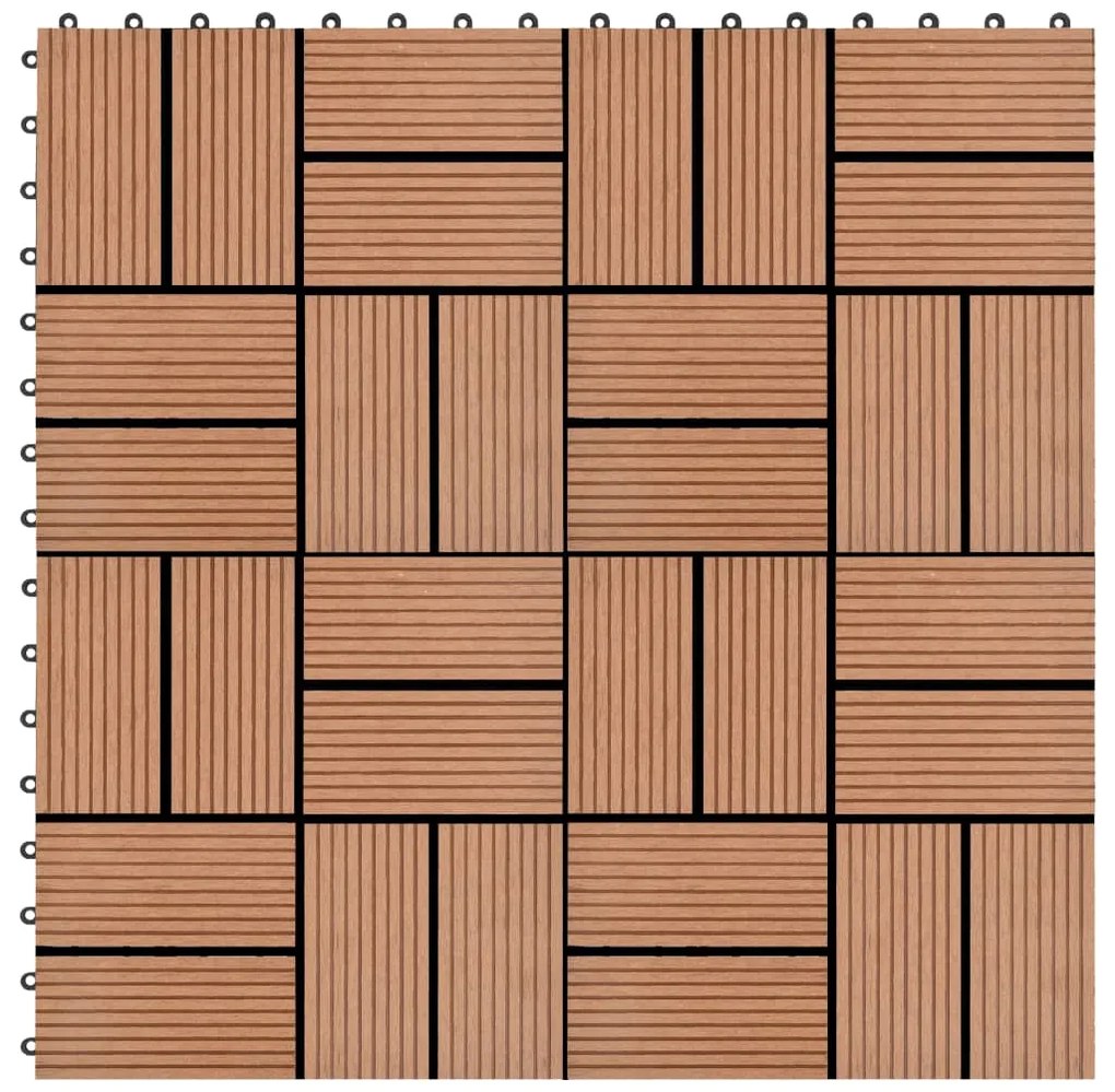 Ladrilhos de pavimento 11 pcs WPC 1m² 30x30 cm castanho
