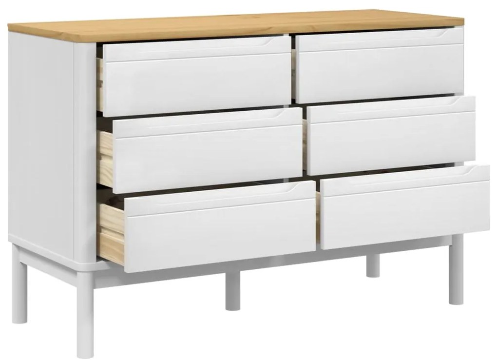 Cómoda FLORO madeira de pinho maciça branco