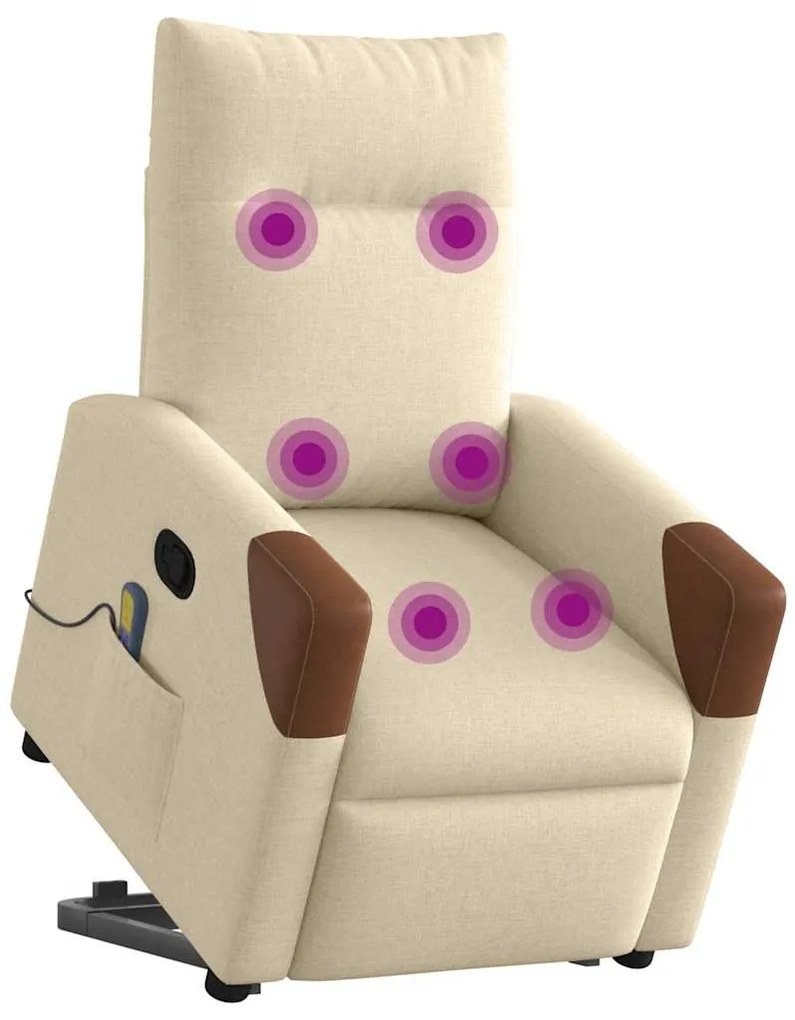 Poltrona elevatória de massagens tecido cor creme
