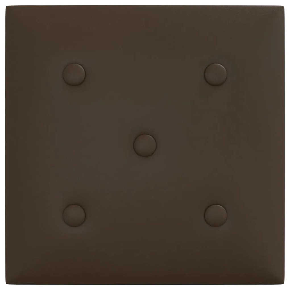 Painel parede 12 pcs 30x30cm couro artificial 1,08 m² castanho
