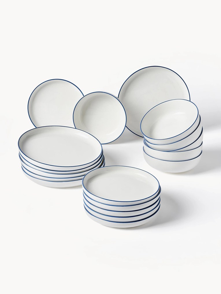 Conjunto de loiça em porcelana Facile, 6 pessoas, 18 uni.