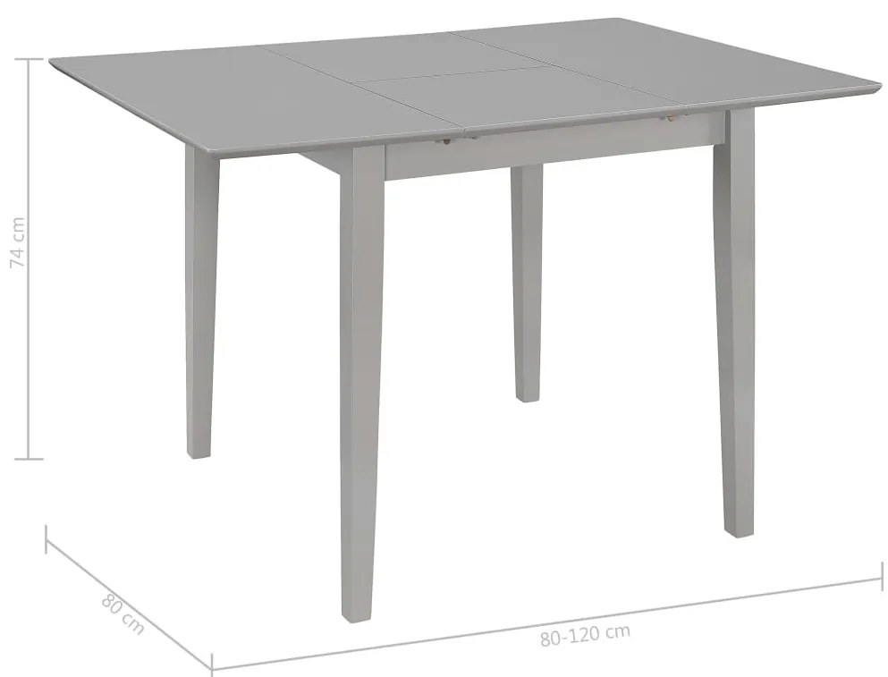Mesa de jantar extensível (80-120)x80x74 cm MDF cinzento